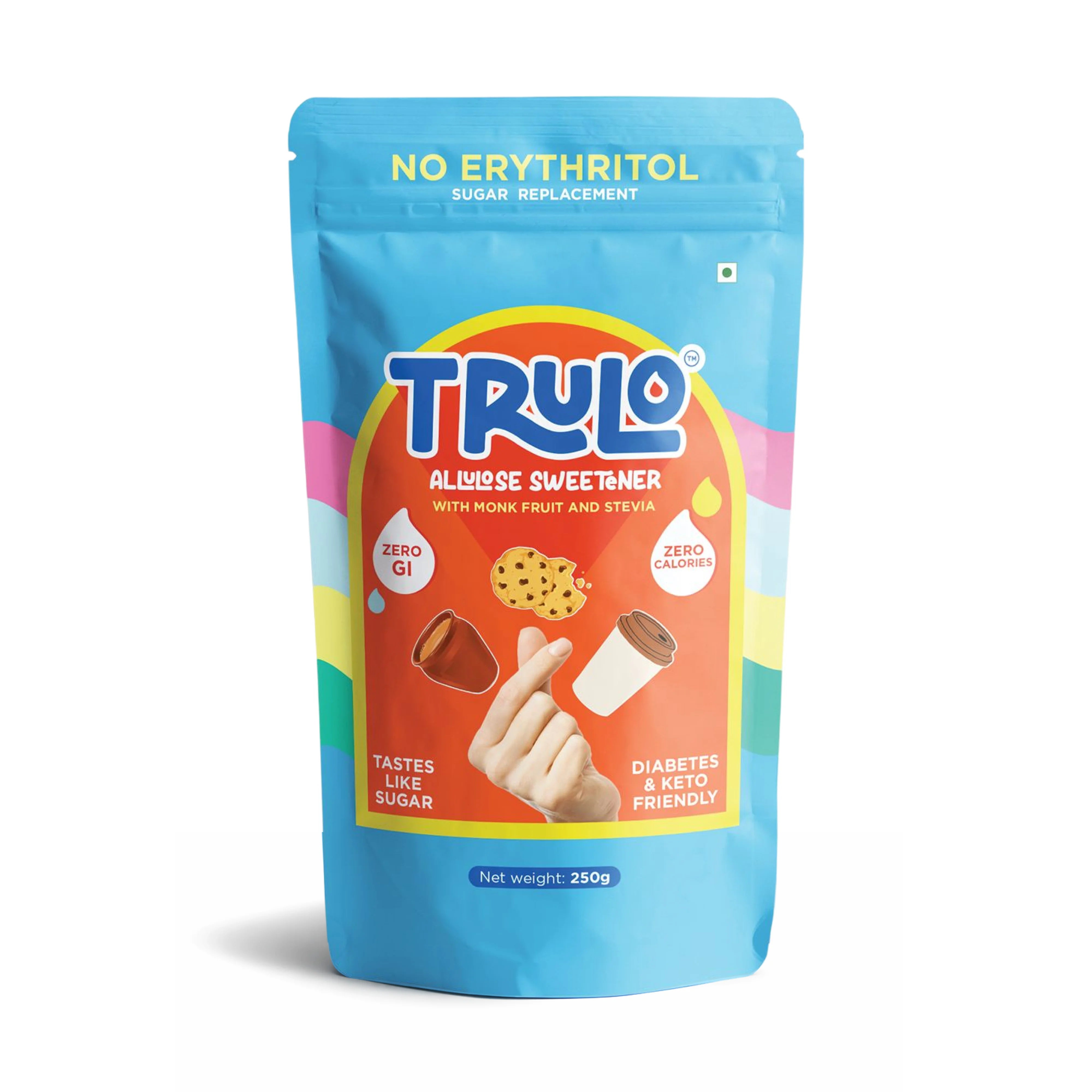 Trulo ‘No Erythritol’ Allulose Sweetener with Monk Fruit and Stevia – Low GI Sugar Alternative
