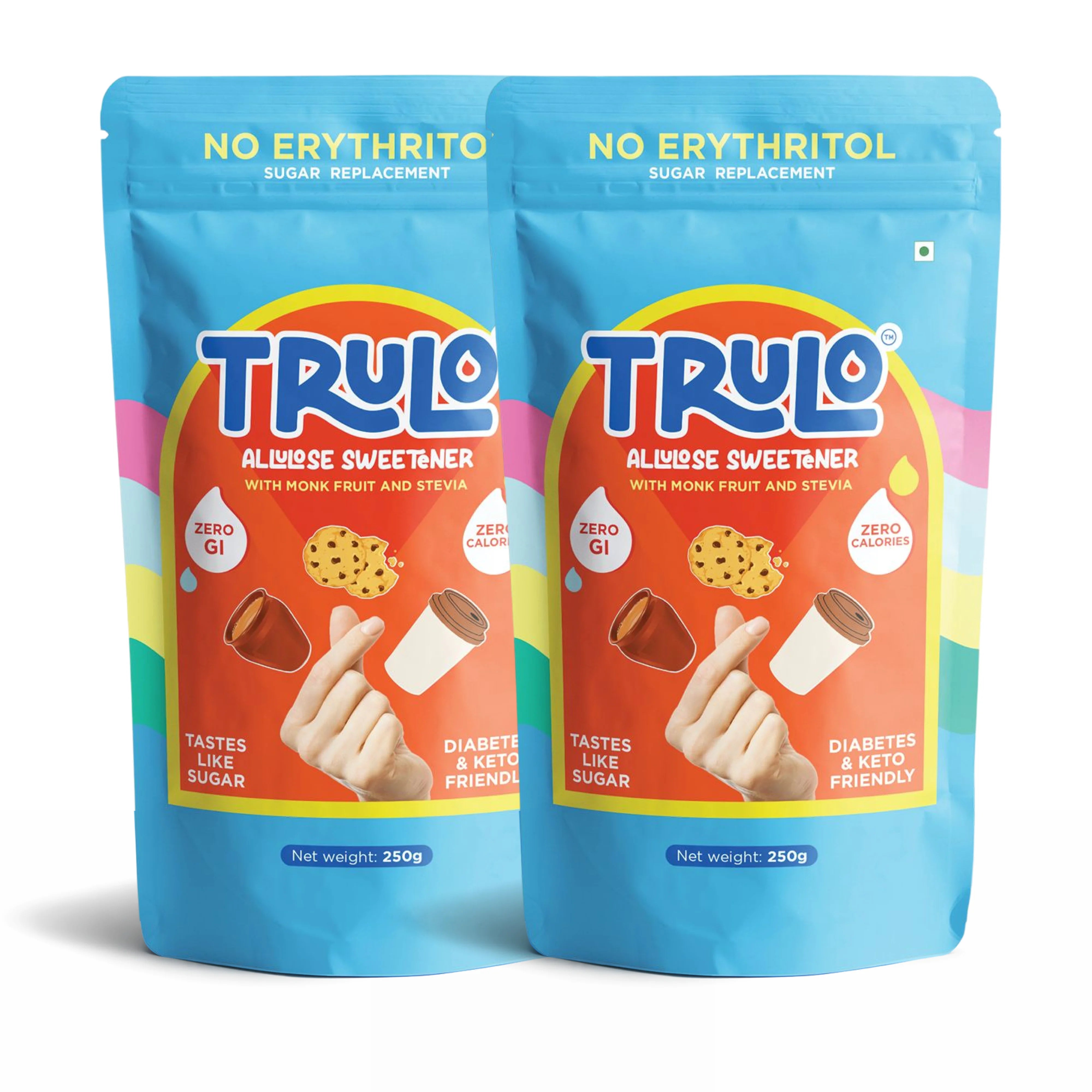 Trulo ‘No Erythritol’ Allulose Sweetener with Monk Fruit and Stevia – Low GI Sugar Alternative