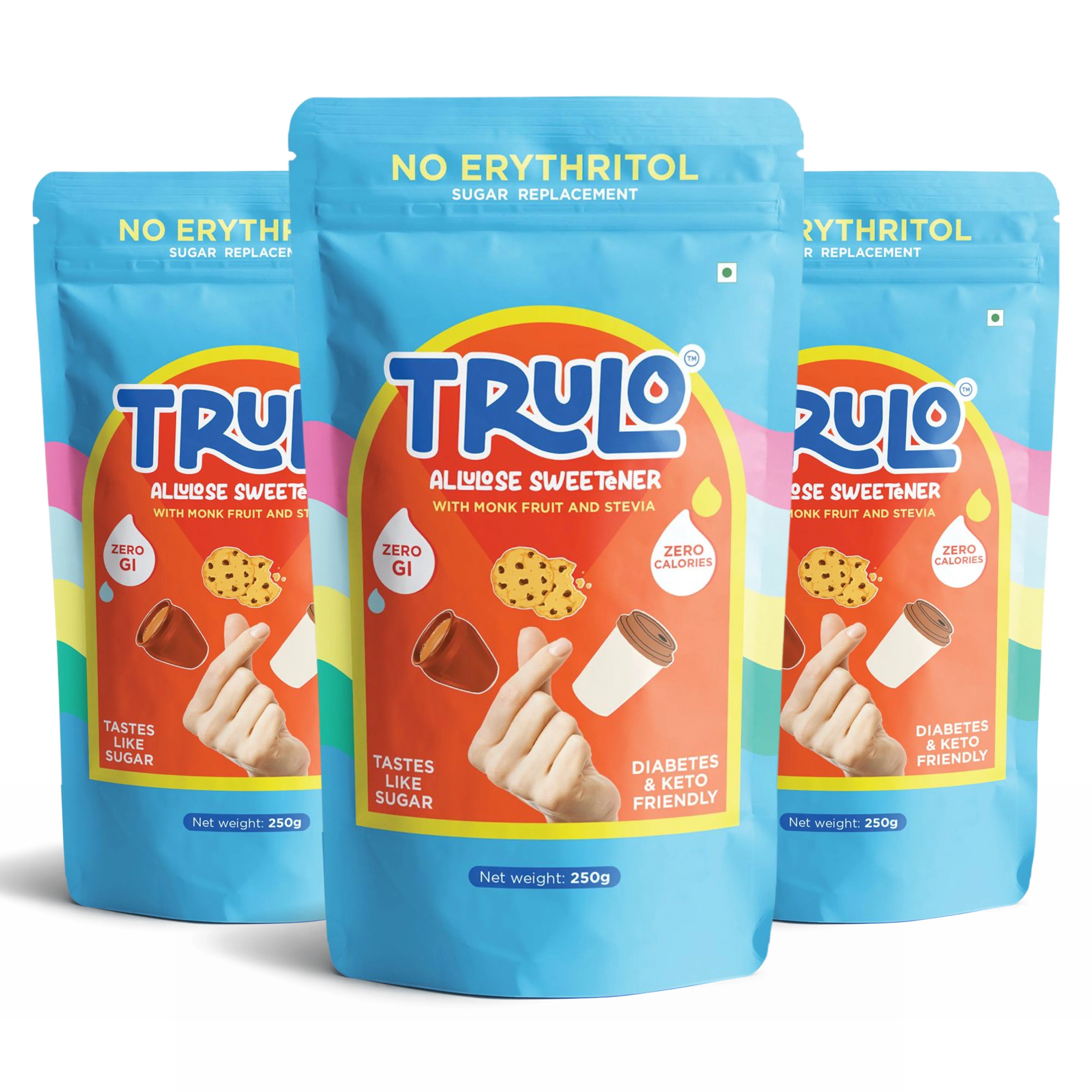 Trulo ‘No Erythritol’ Allulose Sweetener with Monk Fruit and Stevia – Low GI Sugar Alternative