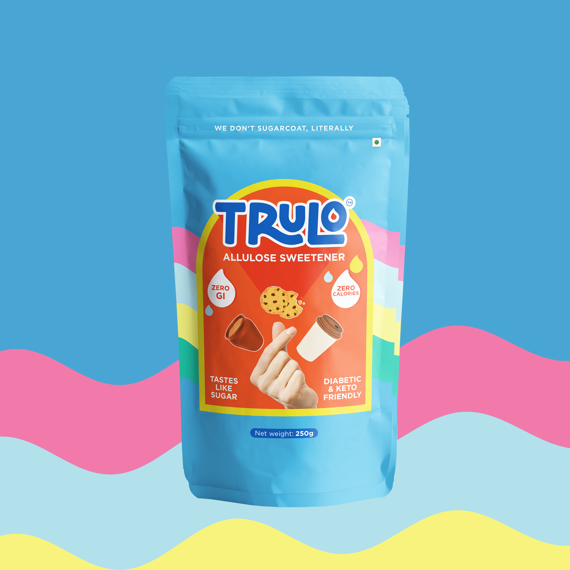 Trulo Allulose Sweetener | Natural Zero GI Sugar Alternative | No Erythritol | Zero Calorie, Keto & Diabetic Friendly | Ideal for Beverages, Baking, Desserts & Daily Use 250g