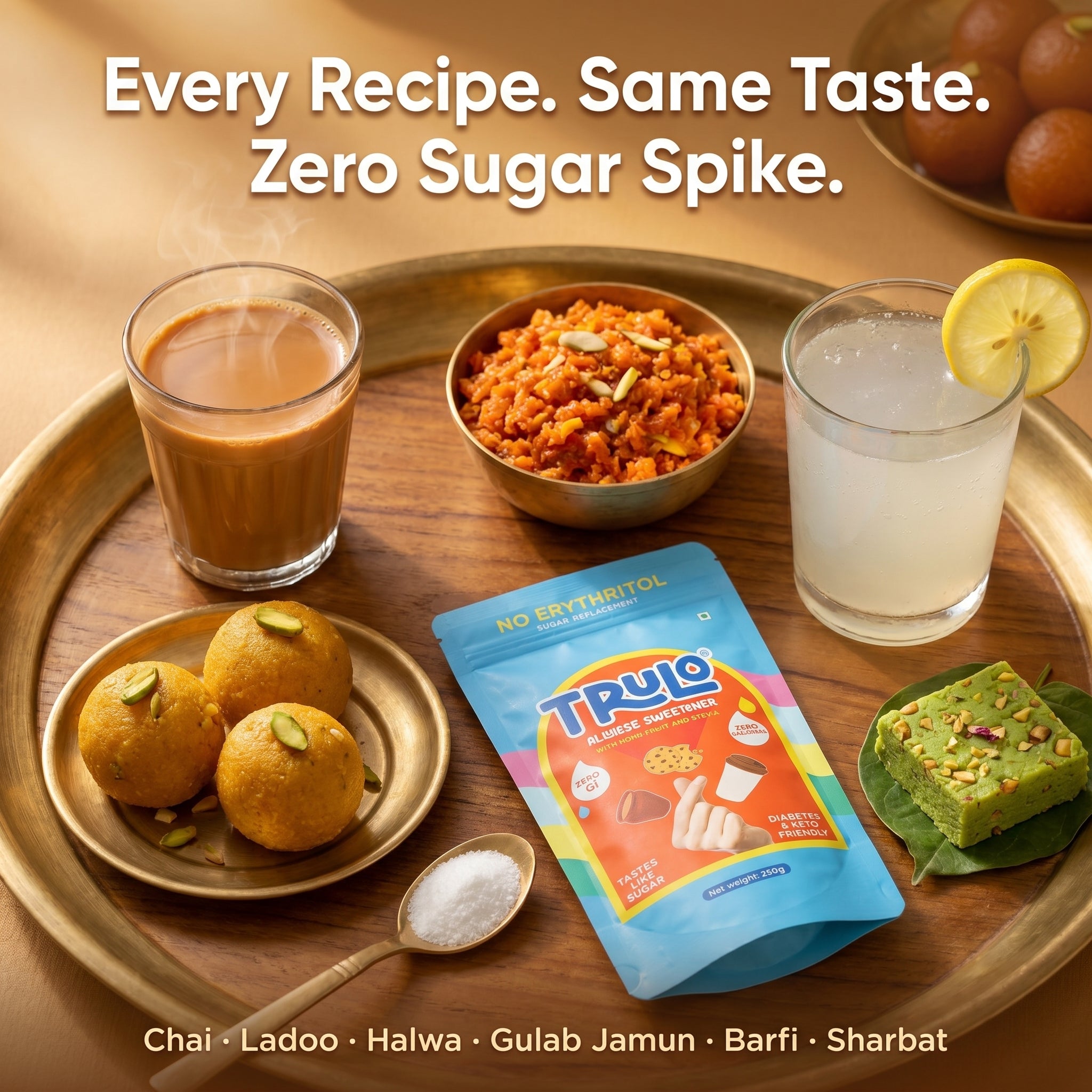 Trulo ‘No Erythritol’ Allulose Sweetener with Monk Fruit and Stevia – Low GI Sugar Alternative - Trial Pack