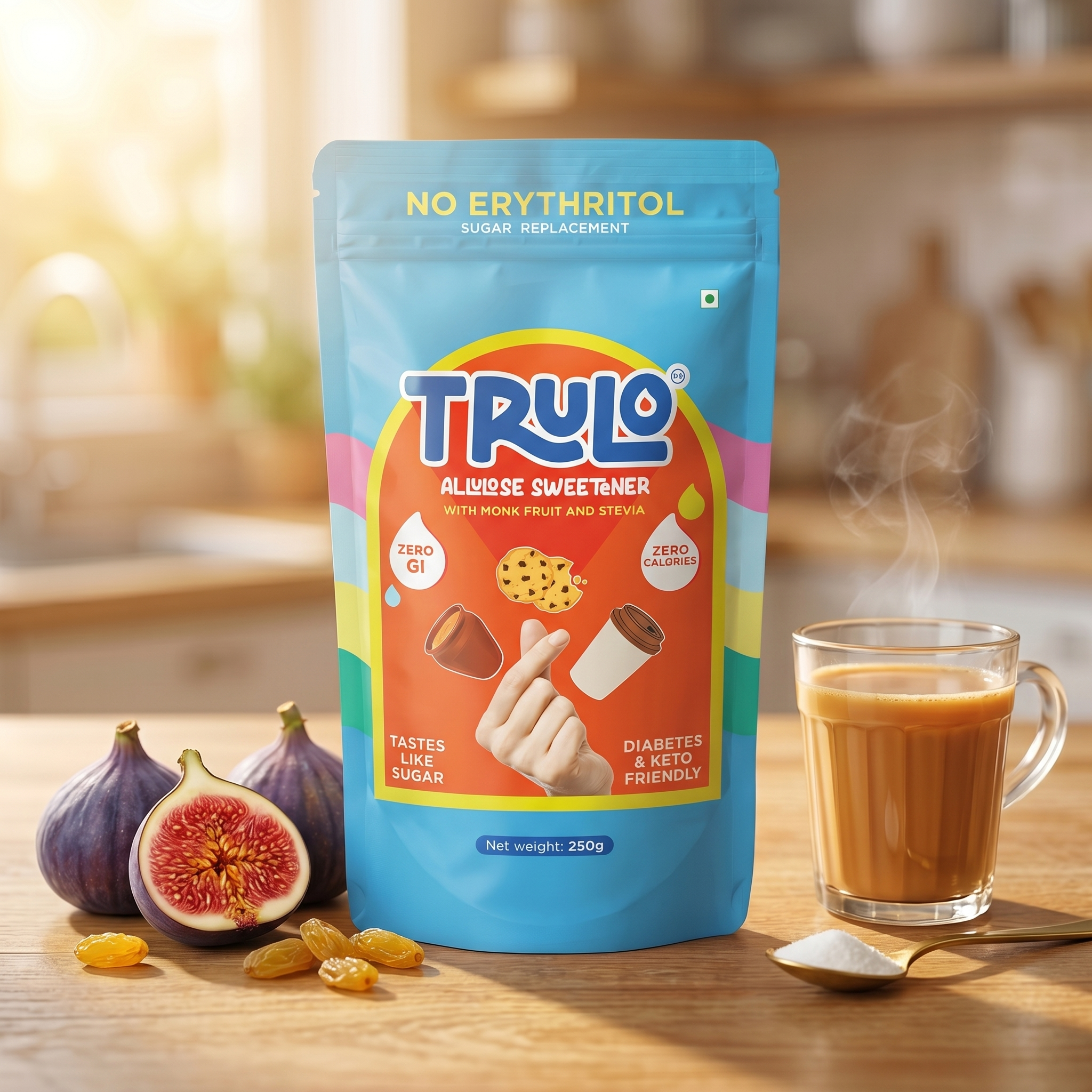 Trulo ‘No Erythritol’ Allulose Sweetener with Monk Fruit and Stevia – Low GI Sugar Alternative - Trial Pack
